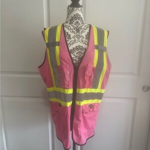 PIONEER Pink Vest with Yellow and Gray Accents